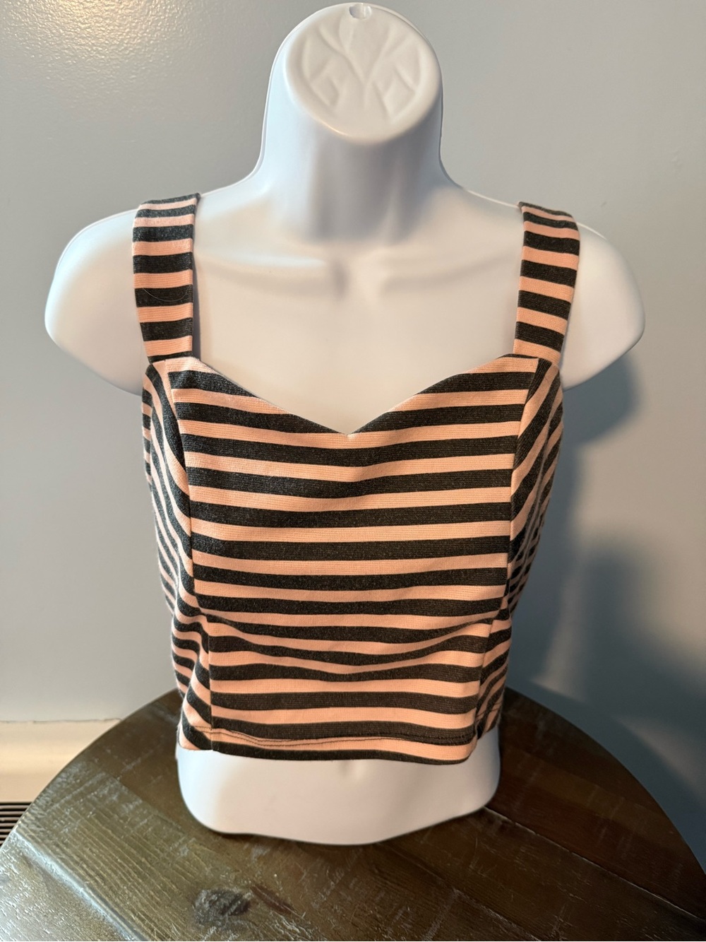 Striped Square-Neck Crop Tank Top